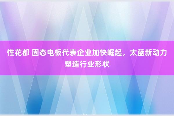 性花都 固态电板代表企业加快崛起，太蓝新动力塑造行业形状