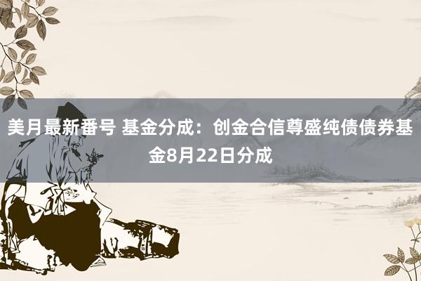 美月最新番号 基金分成：创金合信尊盛纯债债券基金8月22日分成