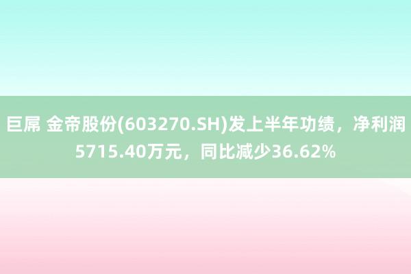 巨屌 金帝股份(603270.SH)发上半年功绩，净利润5715.40万元，同比减少36.62%