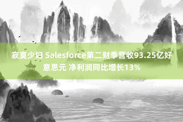 寂寞少妇 Salesforce第二财季营收93.25亿好意思元 净利润同比增长13%