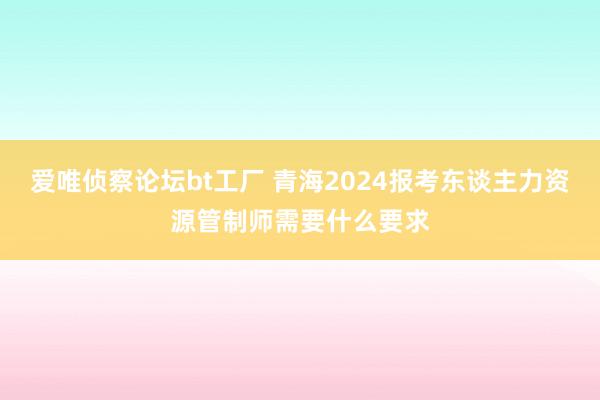 爱唯侦察论坛bt工厂 青海2024报考东谈主力资源管制师需要什么要求