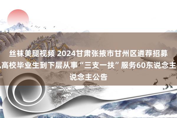 丝袜美腿视频 2024甘肃张掖市甘州区遴荐招募平凡高校毕业生到下层从事“三支一扶”服务60东说念主公告